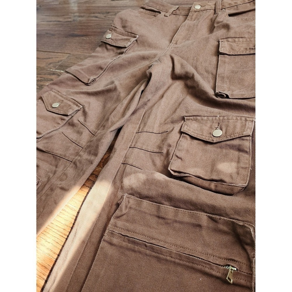 NEW Fashion Nova Cargo Pants Womens 9 Brown Utility Streetwear Gorpcore NWT - Picture 11 of 12